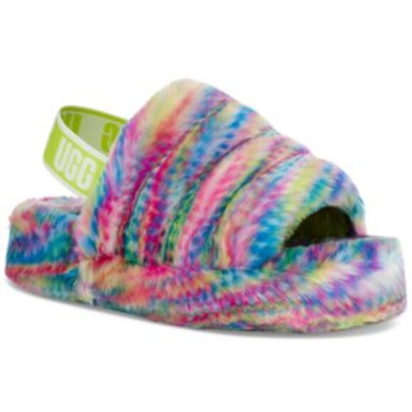 UGG Fluff Yeah Pixelate Slippers Multicolor 6 Youth NWT - Picture 1 of 2